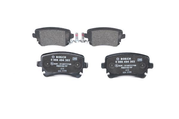 BOSCH 0986494303 Brake Pad Set For Disc Brake Rear 17.5mm Thickness Fits Audi VW