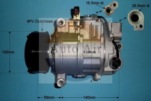 AUTO AIR 14-9721P Air Conditioning Compressor A/C Air Con Replacement Fits Audi