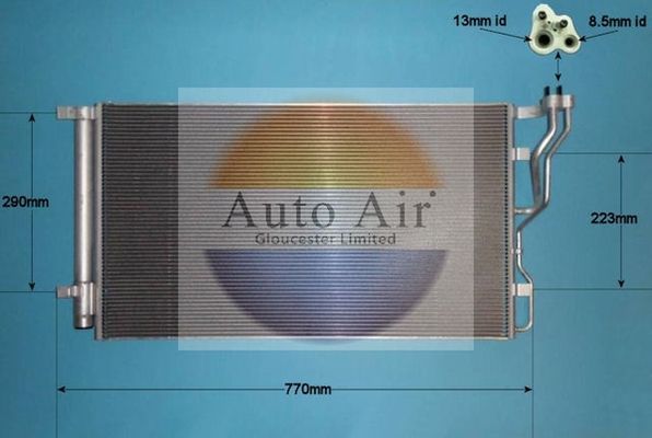 AUTO AIR 16-9668 Air Conditioning Condenser A/C Air Con Fits Hyundai i40