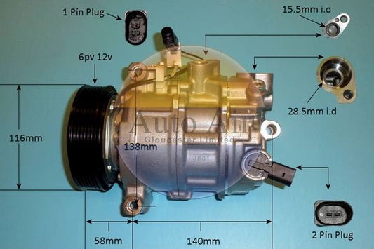 AUTO AIR 14-1274P Air Conditioning Compressor Fits Audi A4 A4 Allroad A5 A6 Q5