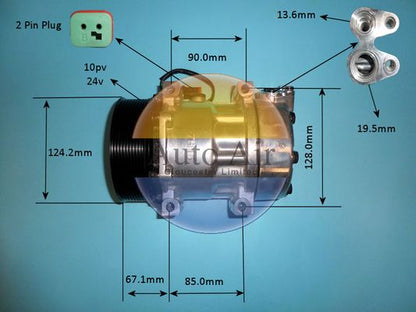 Auto Air 14-0058P A/C Air Con Compressor Air Conditioning 24V Voltage For SCANIA