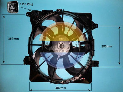 AUTO AIR 05-1460 Radiator Fan Electric Motor Centre Cooling Fits Hyundai i40