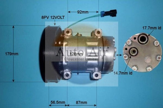 Auto Air 14-4324P A/C Air Con Compressor Air Conditioning 24V Voltage Fits VOLVO