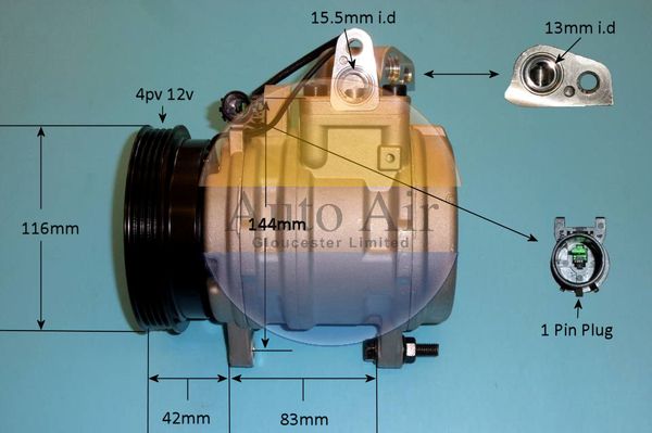 Auto Air 14-1037P A/C Compressor Air Conditioning Fits Hyundai i10 Kia Picanto