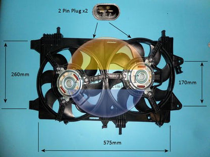 AUTO AIR 05-1313 Radiator Fan Electric Motor Centre Cooling Fits Fiat Punto