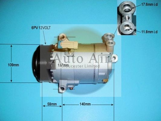 Auto Air 14-9711P Air Conditioning Compressor For Vauxhall Astra Astravan Zafira