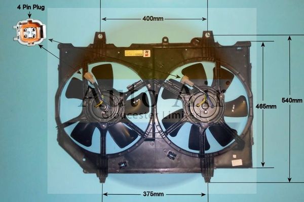 AUTO AIR 05-1182 Radiator Fan Electric Motor Centre Fits Nissan X-Trail