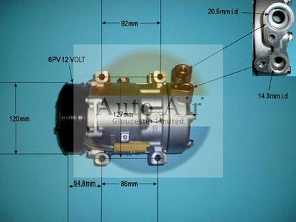 Auto Air 14-1248P Air Conditioning Compressor Fits Citroen Fiat Peugeot Toyota