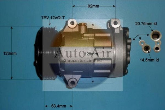 Auto Air 14-1115P A/C Air Con Compressor Air Conditioning 12V Fits Renault