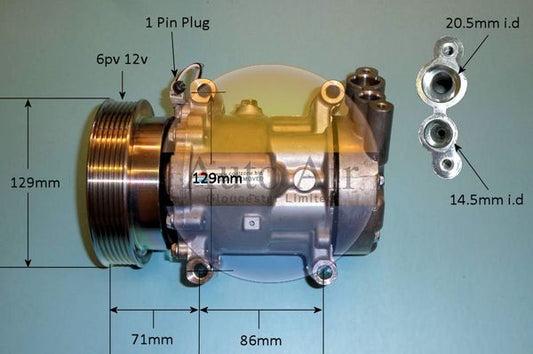 AUTO AIR 14-1202P Air Compressor A/C Air Conditioning Fits Nissan Renault