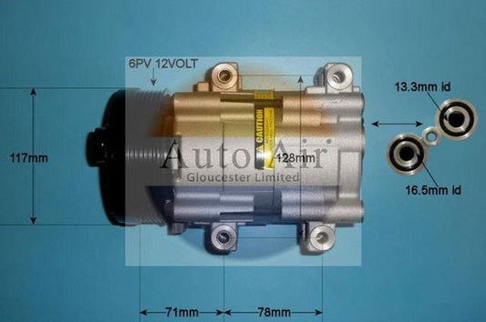 AUTO AIR 14-1136P Air Compressor A/C Air Conditioning Fits Ford Galaxy Transit