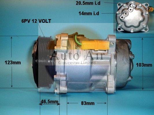 Auto Air 14-7808P A/C Compressor Air Conditioning Fits Citroen Fiat Peugeot