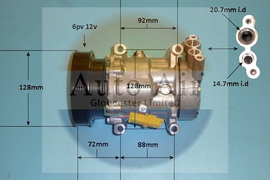 Auto Air 14-1833P A/C Air Con Compressor Air Conditioning Fits Nissan Renault