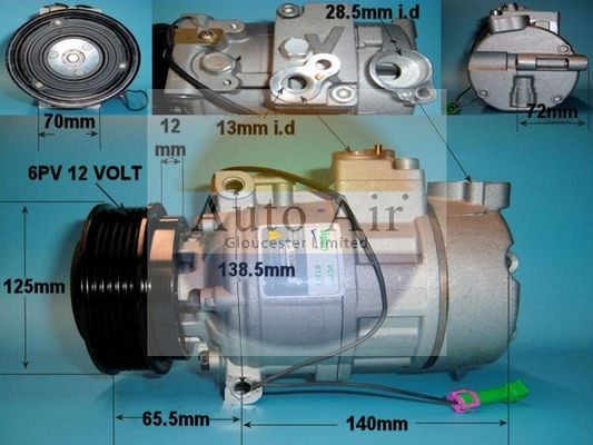 Auto Air 14-9692P A/C Compressor Air Conditioning Fits Audi Porsche Skoda VW