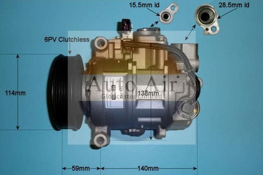 AUTO AIR 14-0085R Air Compressor A/C Air Con Air Conditioning Fits Audi A4