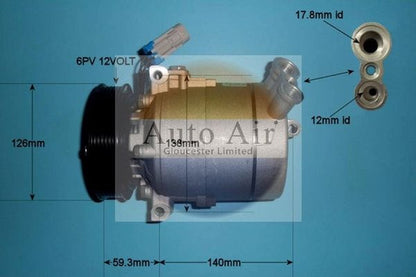 Auto Air 14-2056P A/C Air Con Compressor Air Conditioning For Fiat Saab Vauxhall