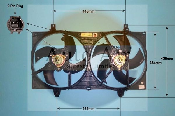 AUTO AIR 05-1197 Radiator Fan Electric Motor Centre Fits Nissan Almera Primera