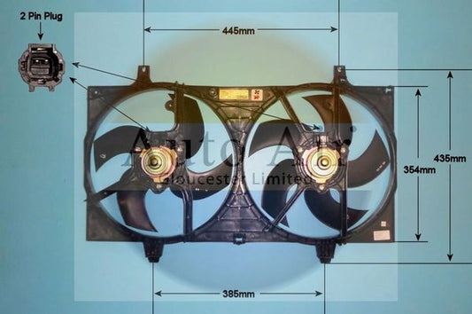 AUTO AIR 05-1197 Radiator Fan Electric Motor Centre Fits Nissan Almera Primera
