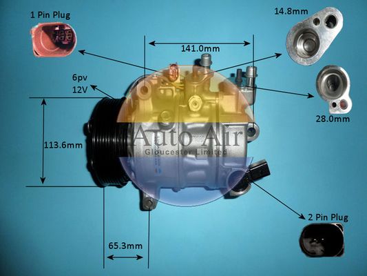 Auto Air 14-0813P A/C Compressor Air Conditioning Fits Audi Cupra Seat Skoda VW