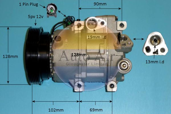 Auto Air 14-1459P A/C Air Con Compressor Air Conditioning Fits Hyundai Kia