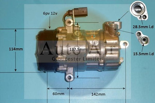 Auto Air 14-1057P A/C Air Con Compressor Air Conditioning Fits Seat Skoda VW