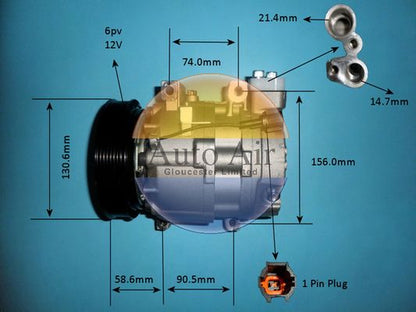 AUTO AIR 14-1105P Air Conditioning Compressor Fits Nissan Primera X-Trail