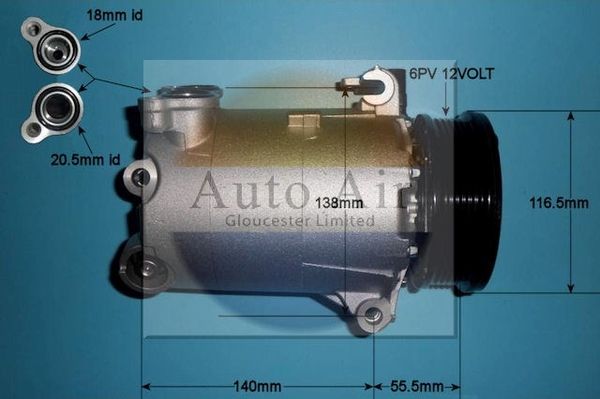 AUTO AIR 14-1048P Air Conditioning Compressor Fits Ford Land Rover Volvo