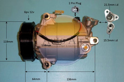 AUTO AIR 14-9154P Air Conditioning Compressor Fits Nissan Qashqai/Qashqai+2