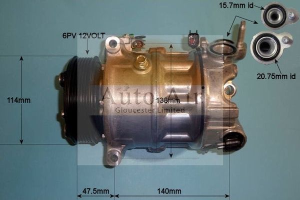 AUTO AIR 14-2067P Air Compressor A/C Air Conditioning Fits Jaguar Land Rover