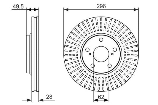 BOSCH 0986479664 Brake Disc Front Fits Lexus ES RX Toyota Camry Harrier Windom