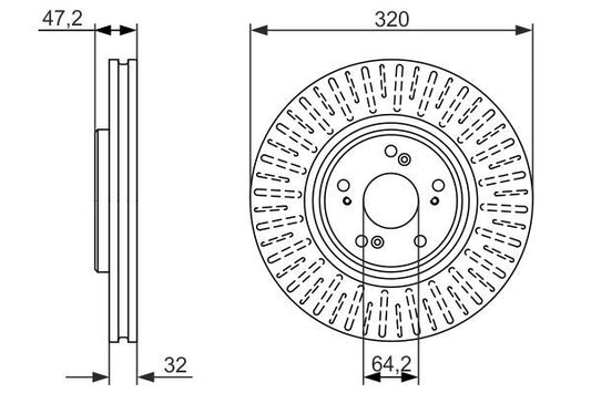 BOSCH 0986479741 Brake Disc Front Vented 320mm Outer Ø Fits Honda Accord