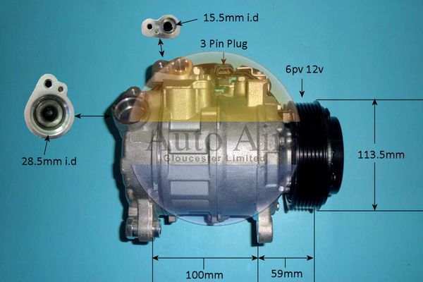 Auto Air 14-2079P A/C Air Con Compressor Air Conditioning 12V Voltage Fits BMW