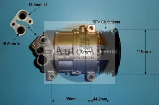 AUTO AIR 14-7488P Air Conditioning Compressor Fits Alfa Romeo Chrysler Vauxhall
