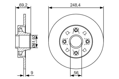 BOSCH 0986479S43 Brake Disc Solid 248.4mm Outer Diameter Fits CITROËN PEUGEOT