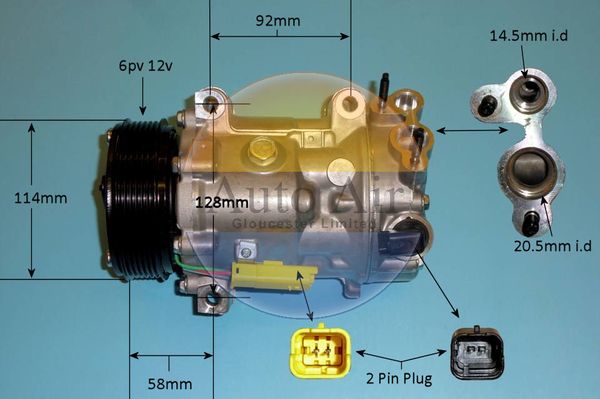 Auto Air 14-1322P A/C Air Con Compressor Air Conditioning Fits Citroen Peugeot