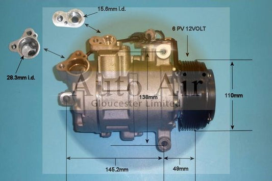 Auto Air 14-9150P A/C Air Con Compressor Air Conditioning 12V Voltage Fits BMW