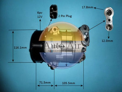 AUTO AIR 14-7134P Air Compressor A/C Air Conditioning Fits Fiat Tipo 500L