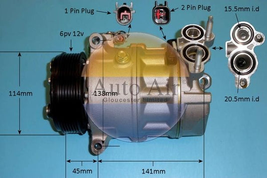 Auto Air 14-1050P A/C Air Con Compressor Air Conditioning Fits Jaguar XF