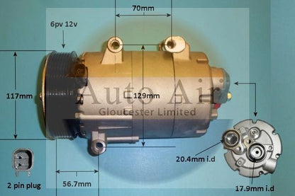 AUTO AIR 14-1139P Air Compressor A/C Air Con Air Conditioning Fits Ford Volvo