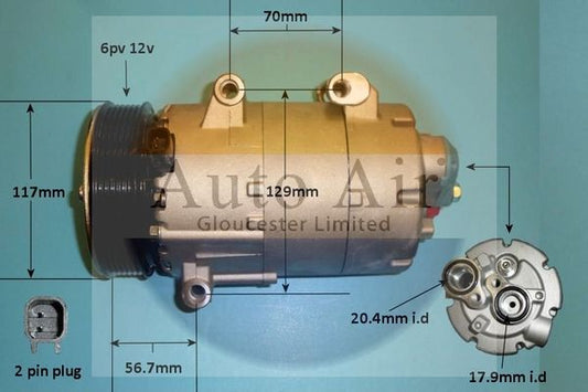 AUTO AIR 14-1139P Air Compressor A/C Air Con Air Conditioning Fits Ford Volvo