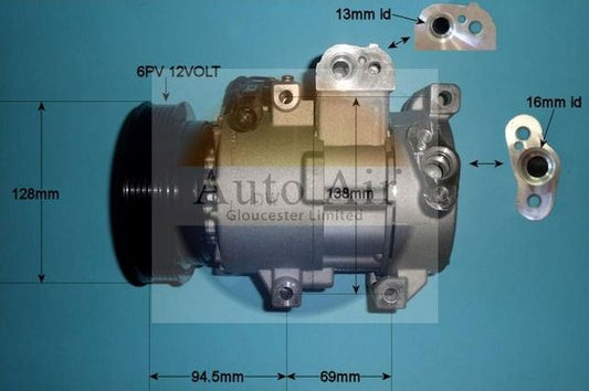 Auto Air 14-2076P A/C Compressor Air Conditioning Fits Hyundai i20 Veloster
