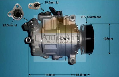 AUTO AIR 14-9657P Air Compressor A/C Air Conditioning Fits Audi A8 VW Touareg