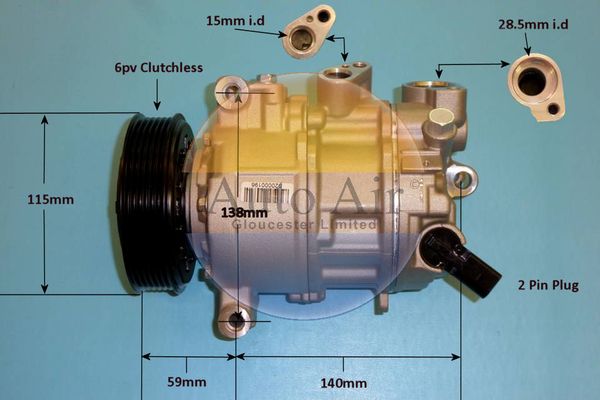 Auto Air 14-0762P A/C Air Con Compressor Air Conditioning Fits Audi Porsche VW