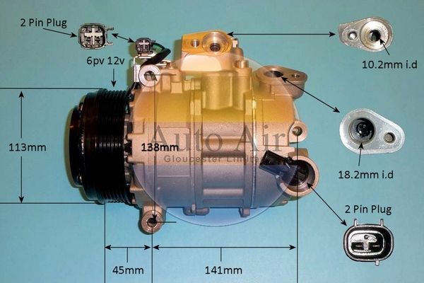 AUTO AIR 14-9796P Air Conditioning Compressor A/C Air Con Replacement Fits Ford