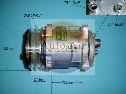 AUTO AIR 14-6634 Air Conditioning Compressor A/C Air Con Replacement 24V Voltage