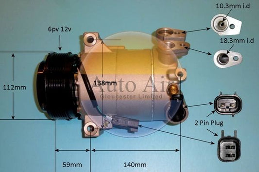 Auto Air 14-1055P A/C Air Con Compressor Air Conditioning 12V Voltage Fits Ford