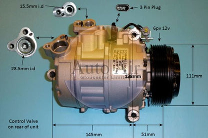 Auto Air 14-9756P A/C Air Con Compressor Air Conditioning 12V Voltage Fits BMW
