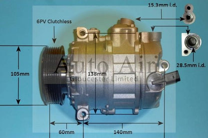 Auto Air 14-0238P A/C Air Con Compressor Air Conditioning Fits VW Amarok