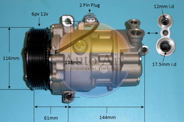 Auto Air 14-1466P A/C Compressor Air Conditioning Fits Alfa Romeo Chrysler Fiat