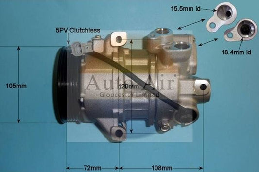 AUTO AIR 14-7004P Air Conditioning Compressor Fits Mitsubishi Colt Colt CZC